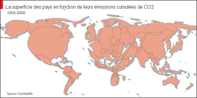 Les émissions cumulées de carbone entre 1950 et 2000, par pays