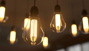 bulbs in warm cafeteria atmosphere